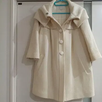 JILL STUART 아이보리 A라인 울 코트 7부 소매 M