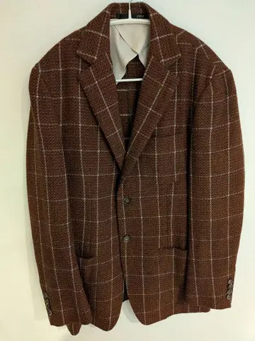 고타이리쿠 브라운 체크 테일러드 자켓