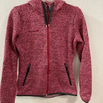 MAMMUT 후드 부착 레드 니트풍 플리스 후드티