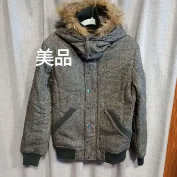 steel brawn 차콜 그레이 트위드 원단 후드 부착 점퍼