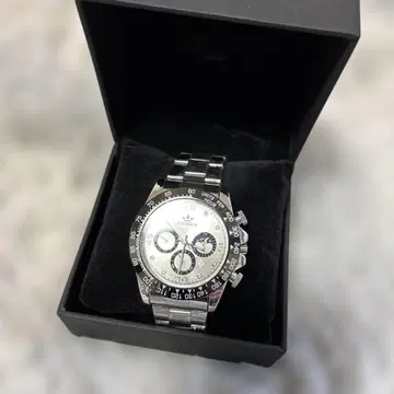 FOURRON 쿼츠 손목시계 크로노그래프 시계 실버 박스 포함