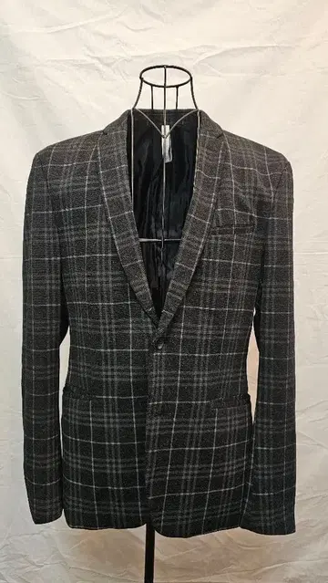 ZARA MAN 테일러드 자켓 그레이 계열 체크 무늬