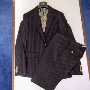 에트로 캐시미어 혼방 울 수트 블랙 레드 스트랩 48 사이즈