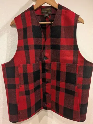 Filson 울 베스트 XL 레드/블랙 체크