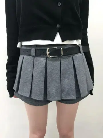 emmy 플리츠 벨트 미니 치마바지