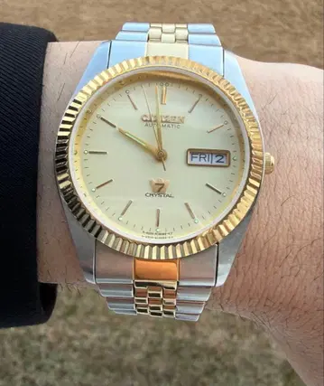 CITIZEN 시티즌 크리스탈 7 자동 와인딩 골드