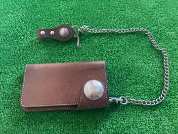 브라운 가죽 장지갑 체인 포함