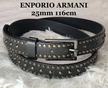 엠포리오 아르마니 가죽 스터드 내로우 벨트 블랙 전체 길이 116cm