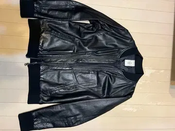 shama 블랙 레더 봄버 자켓