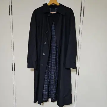 vintage dunhill 스텐카라 코트 L 네이비 체크 무늬