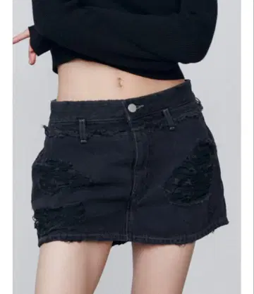 EMODA 레이어드 립 데님 미니스커트