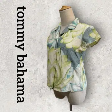 tommy bahama 실크 린넨 알로하 셔츠 반팔(XS) 청록