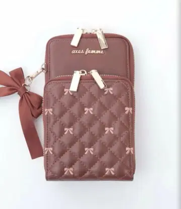 axes femme 브라운 스마트폰 숄더백 리본 엑시즈팜