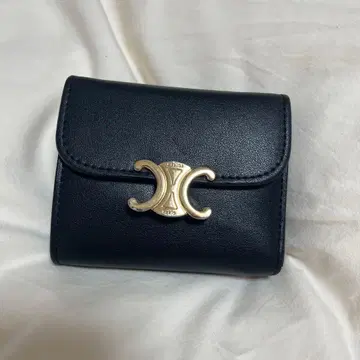 3단 폴더형 지갑 블랙 골드