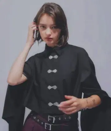 HARE 차이나 부품 셔츠 블랙