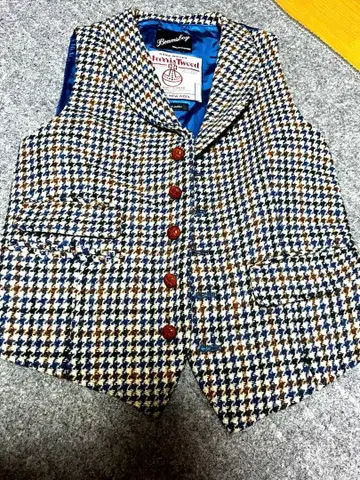 해리스 트위드 베스트 파랑 작음