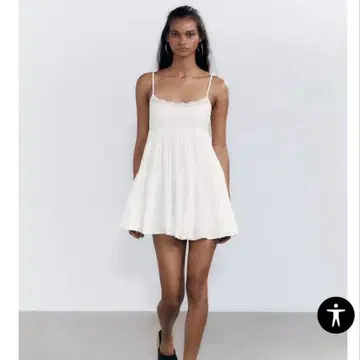 ZARA 자라 숏 기장 쉬폰 레이스 원피스 XS