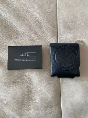 인디언 블랙 가죽 접이식 지갑