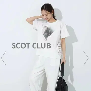 [택 포함 새상품] SCOT CLUB 박하트 프린트T셔츠 화이트 야마다야