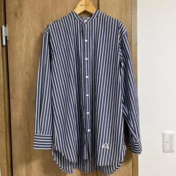 GEVACO 네이비/화이트 스트라이프 긴팔 셔츠