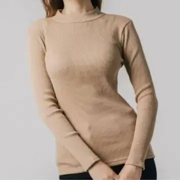 LACOSTE 베이지 리브 긴팔 스웨터