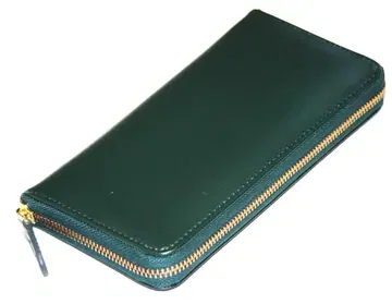 새상품 배송비 포함 소가죽 올 그린 마감 남녀 공용 라운드 지갑 그린
