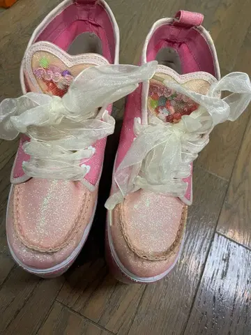 스완키스 통굽 핑크 라메 신발