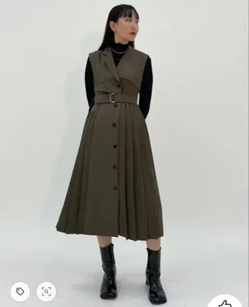 UNITED TOKYO 카키 셋업 원피스 리파인 베스트