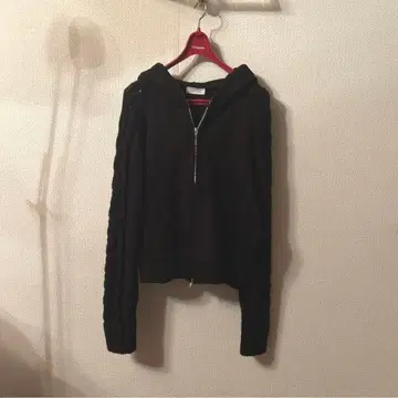 바니스뉴욕 니트 후드티 블랙