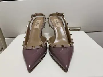 발렌티노 스터드 장식 퍼플 하이힐 펌프스