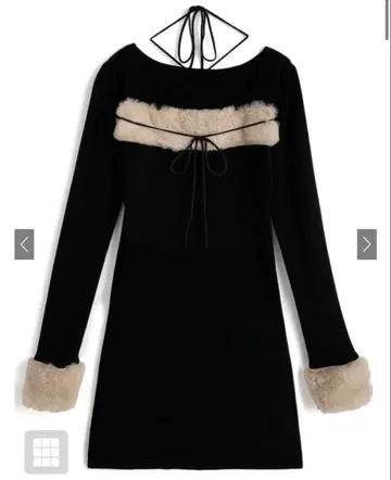 퍼 홀터넥 리본 니트 원피스[ru1388] 블랙 M