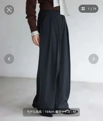 [새상품급] VIS Hot Beauty 투 턱 와이드 팬츠 블랙 SS