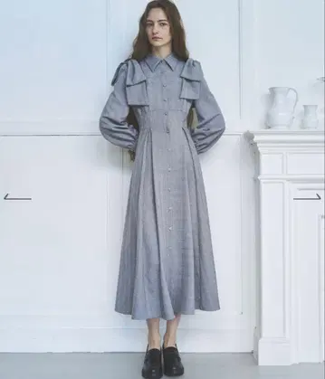 어깨 리본 셔츠 원피스 앙데팡당