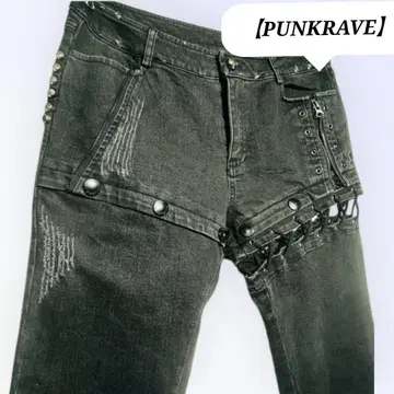 [ PUNKRAVE ] 본지티 팬츠 락 비주얼계 데미지 진 XL