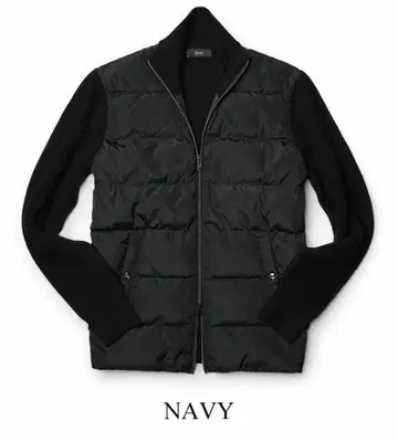 HERNO 남성용 트랙 자켓 니트 다운 블루종 네이비