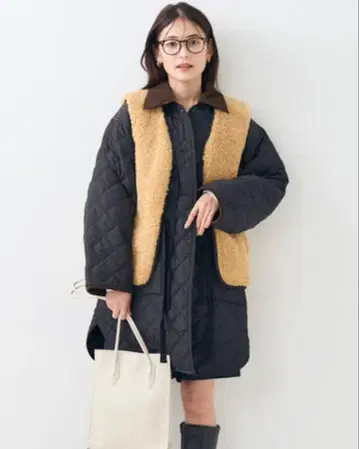 FREAK'S STORE 인조 모피 베스트 포함 퀼트 코트