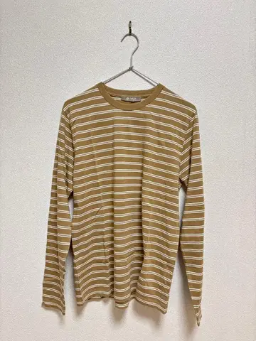 나노 유니버스 브라운 화이트 스트라이프 긴팔 티셔츠