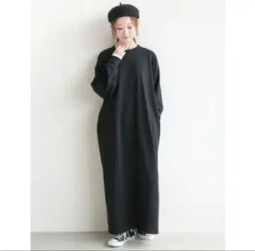 소라모나 펜네 천축 롱 쓰리 원피스 긴팔 블랙