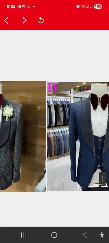 턱시도 스타일 수트 다크 블루/화이트