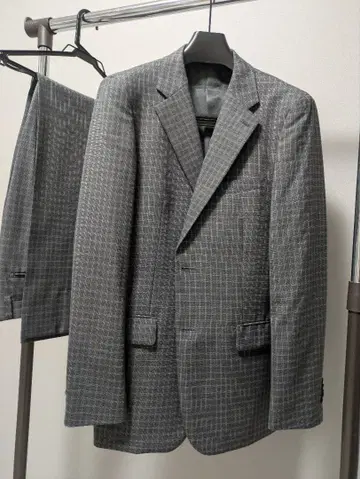 COMME CA ISM 그레이 체크 무늬 수트 XL