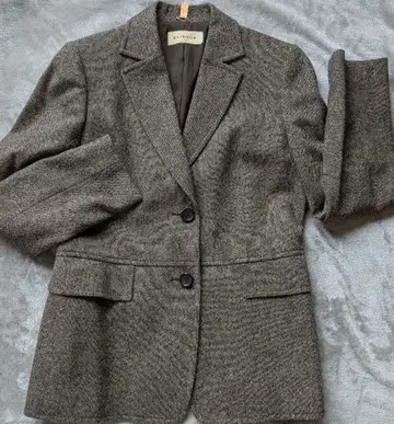 브라운 테일러드 자켓 울 혼방