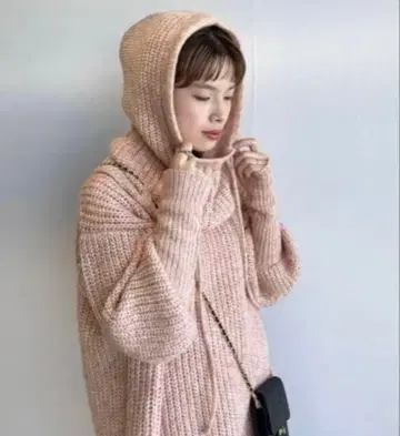 w 옷장 니트 원피스 롱 슬리브 BIG 니트 & 발라클라바 SET