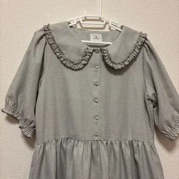 체크 무늬 프릴 옷깃 원피스 merry jenny