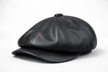 천연 가죽 레더 헌팅 캡 블랙 cowhide leather