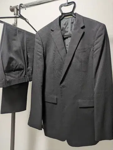 COMME CA MEN 블랙 스트라이프 수트 48