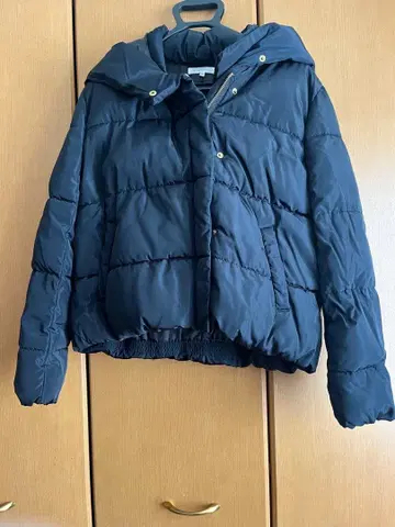 네이비 후드 부착 다운 자켓 M