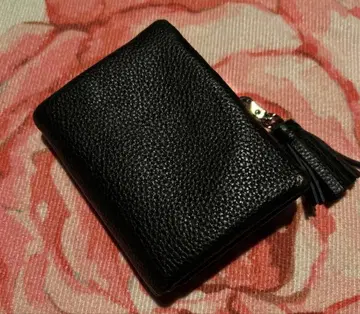 BEAURE 블랙 천연 가죽 접이식 지갑