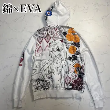 니시키 x 에반게리온 후드티 L 집업 일본풍 패턴 아스카 2호기