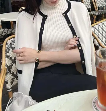 anuans 터틀 리브 슬리브리스 니트