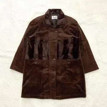 레트로 구제 의류 코듀로이 절개 디자인 코트 브라운 11R L